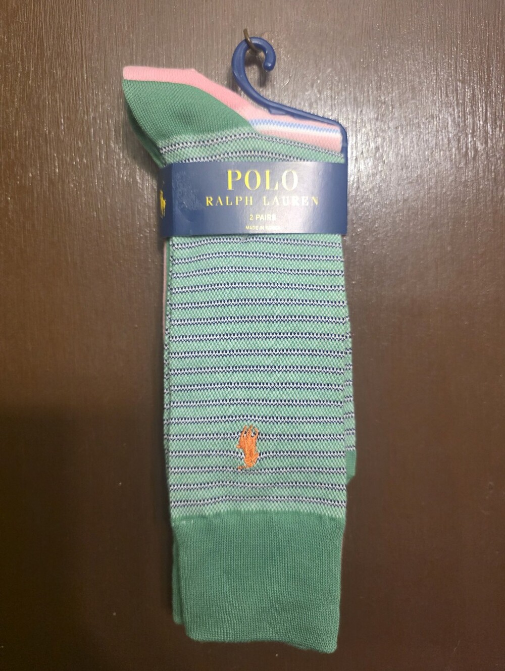 Polo by Ralph Lauren Men's Green & Pink Striped Socks - 2-Pack